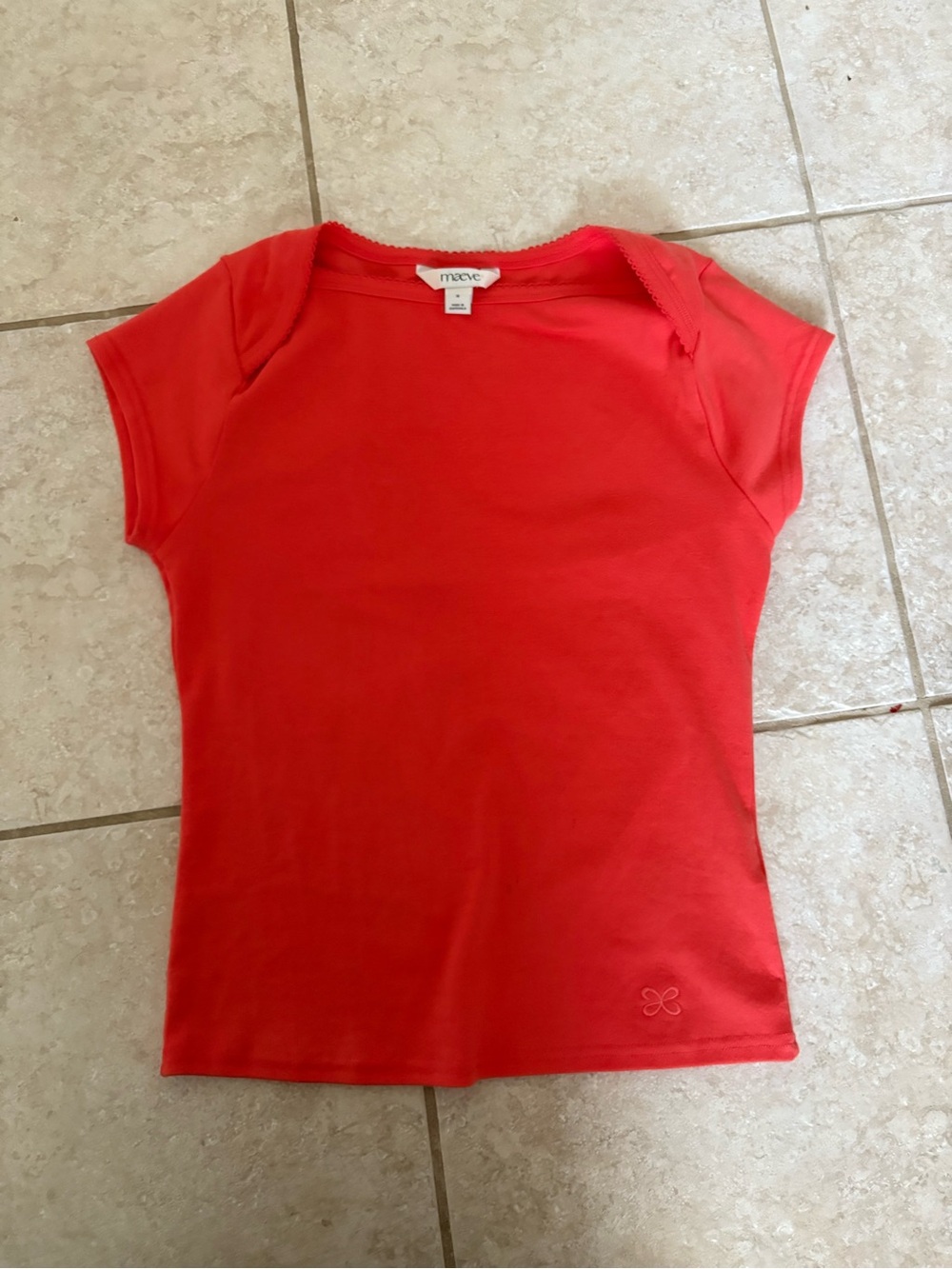 Maeve Coral-Red Short Sleeve Tee